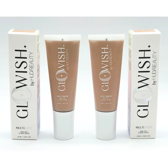 HUDA BEAUTY Glowish Multidew Skin Tint Foundation- 2@ 1.35 oz- 04 Light Medium - Picture 1 of 5